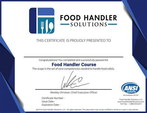 Food Handling Certificate Los Angeles