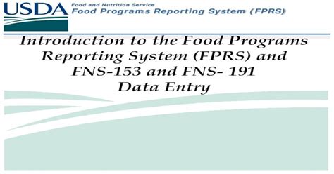 Food Programs Reporting System (FPRS) - Healthy People 2030