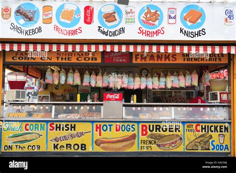 Food Stand Coney Island Boardwalk Brooklyn New York City USA Stock