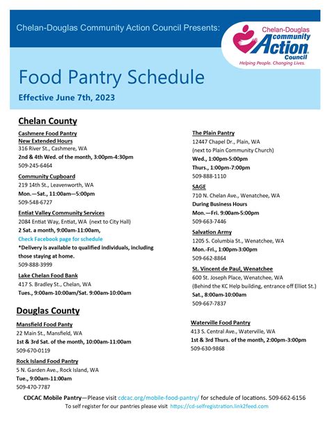 4 Mobile Food Pantries 1st Monday of the month, 1:30 p.m. - 2:30 p.m. First Christian Church, 1880 SW Gage Blvd., 272-4290 1st Thursday of the month, 9:30 a.m. until the food runs out, 272-9009 Town & Country Christian Church st- Location: Kansas Neurological Institute, 3107 SW 21 St,. 