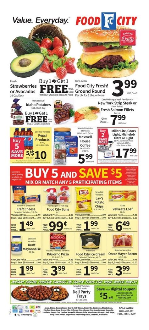 Save $15 now with Food City. Shop Your Way Whether you shop in-store or online, there are so many ways to shop and save with Food City! ... Food City stores are located in AL, GA, KY, TN, and VA Phone Number. Create Your Password. Password. Re-type Password ... Weekly Ads Our now clickable Weekly Ad allows you to easily shop the latest special .... 