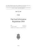 Food information regulations 2014.  These Regulations make provision to enfo...