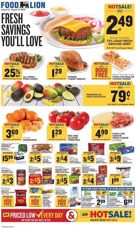 Now viewing: Food Lion Weekly Ad Preview 05/22/24 – 05/28/24. Food Lion weekly ad listed above. Click on a Food Lion location below to view the hours, address, and phone number. The Food Lion sales ad for this week is very easy to browse through. The Food Lion sales are separated into categories so that it is easy to tell if the product you ....