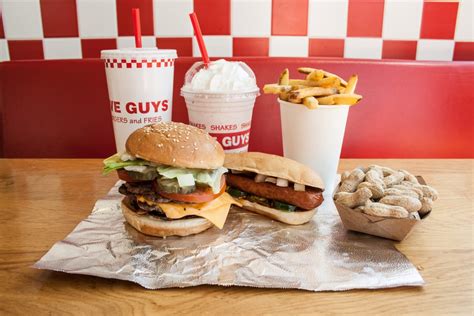 Five Guys' passion for food is shared with our fans, which is why we never compromise. Fresh ingredients hand-prepared that satisfy your craving. Burgers. Dogs. Drinks. Fries. Milkshake Mix-Ins. Sandwiches. Toppings. Five Guys Ingredient & Allergen Guide; HOW FIVE GUYS IS MADE.. 