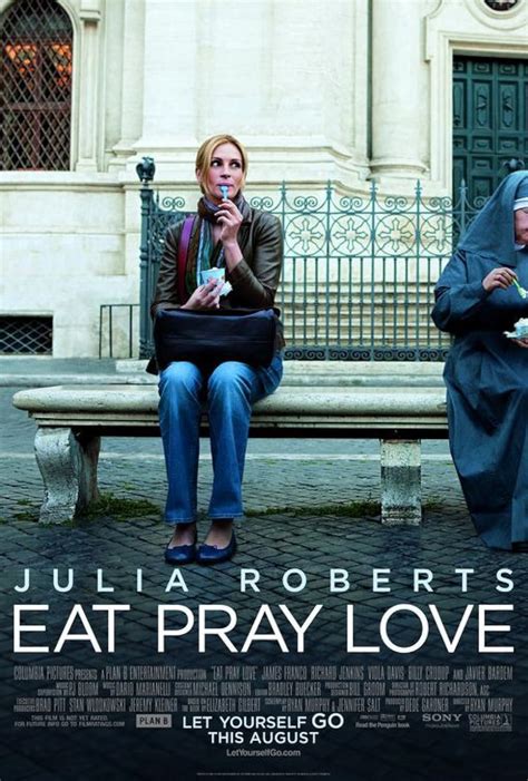 Food pray love movie. August 15, 2010. Hard as it may be for some guys to believe, there was actually a time when Elizabeth Gilbert—she of the phenomenally successful (and unfairly labeled) "chick lit" memoir / movie ... 