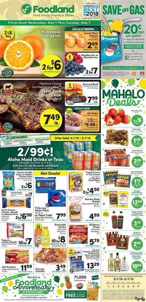 Foodland maui weekly ad. Arab Foodland. 137 N Brindlee Mountain Pkwy, Arab, AL 35016. Store Phone (256) 586-8625. Monday - Sunday 07:00 am - 10:00 pm. Store Manager Jerry Vest. (256) 586-8625. Weekly Ad Coupons View Other Locations. 