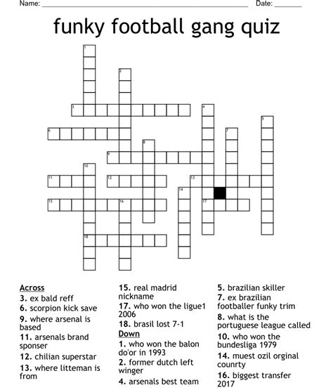 Crossword Answers: member of footballs mob squad. RAN
