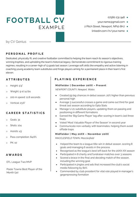 Football CV Example & Template (Free Download)
