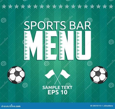 Football Sports Bar Menu Card Design Template Stock Vector