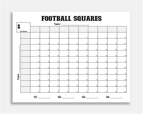 Football Squares Fundraiser Template