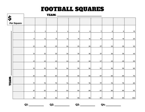 Football Squares Template Download Collection