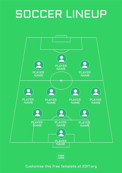 Football Lineup Editable Template. Customize this graphic in Kickly to include your team’s colours, fonts, logos, and sponsorship. Available sizes: Square 1080x1080px (Facebook & Instagram posts) Landscape 1920x1080px (Twitter, YouTube, Website) Vertical 1080x1920px (Stories) Edit online.