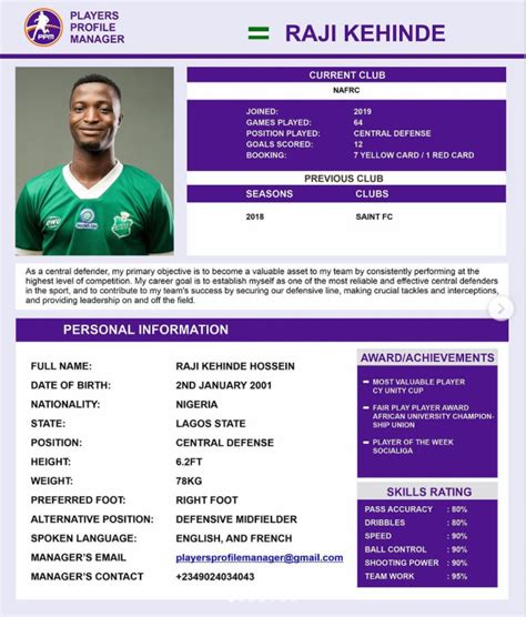 Football player profile template word.  Two teams play this game. .  Ready...