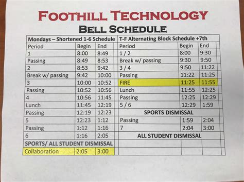Foothill Academic Calendar