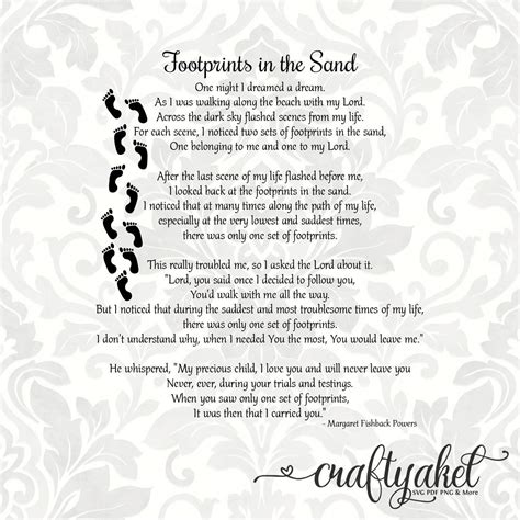 Footprints in the Sand Poem SVG PDF PNG Digital File Vector Etsy