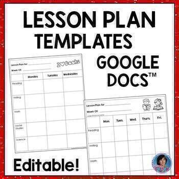 For Google Classroom Distance Learning Lesson Plan Templates Editable