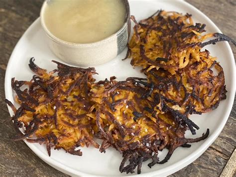 For a different take on latkes, try these ginger sweet potato pancakes with orange zest