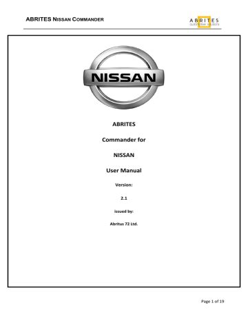 For abrites commander for nissan user manual version 2 1. - Model number 917 257730 owner smanual managemylife.