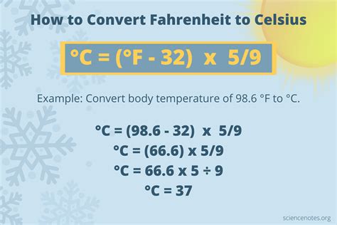 For example, to convert 50 degrees Celsius (centigrade) to Fahrenheit, we plug our numbers into the formula as shown below: °F = °C * 9/5 + 32.