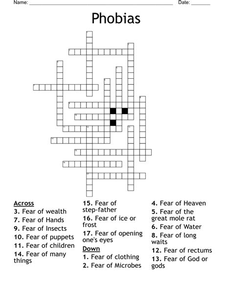 For fear of crossword clue. The Crossword Solver found 30 answers to "create a sense of fear or unease", 7 letters crossword clue. The Crossword Solver finds answers to classic crosswords and cryptic crossword puzzles. Enter the length or pattern for better results. Click the answer to find similar crossword clues . Was the Clue Answered? 
