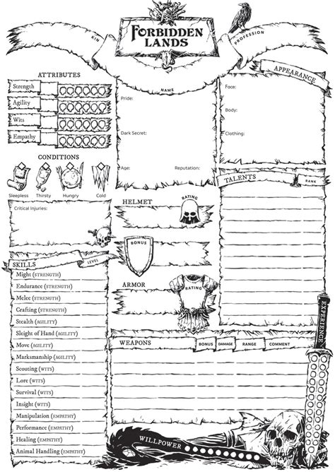 Forbidden Lands Character Sheet