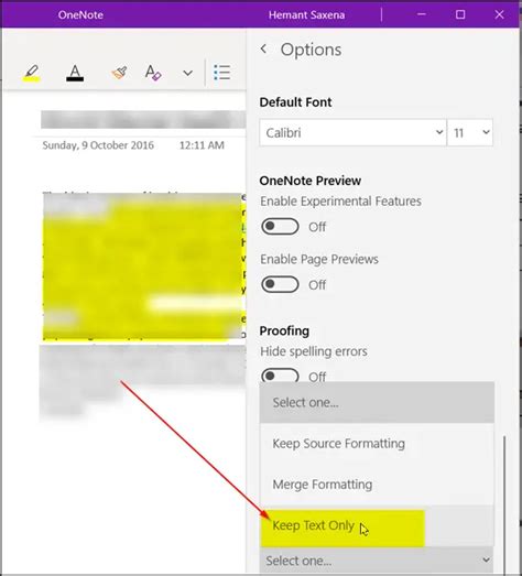 Force OneNote to paste plain text only without formatting - TheWindowsClub