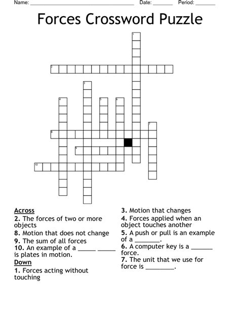 Forces Crossword WordMint