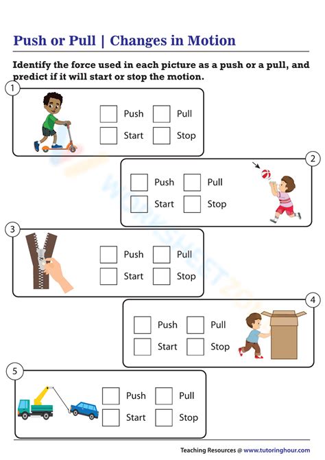Forces Push and Pull interactive worksheet for Preschool. You can do