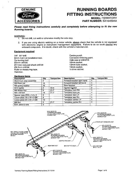 Ford Territory Side Steps Fitting Instructions