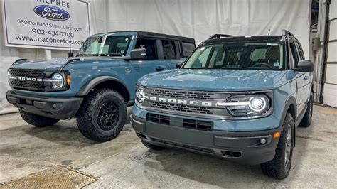 Ford bronco vs bronco sport. 2023 Ford Bronco Sport Big Bend (starting at $31,230) The Big Bend trim adds less than $2,000 to the Bronco Sport’s bottom line, yet it opens the door to more paint choices, safety equipment, and features. If you like to have some say in personalizing your vehicle, the Big Bend trim is a better choice than the base Bronco Sport. 
