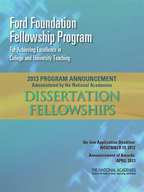 Ford dissertation fellowship application biography