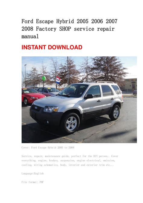 Ford escape hybrid 2005 service manual. - When the emperor was divine by julie otsuka l summary study guide.