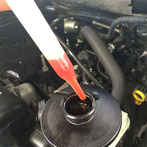 A small power steering fluid leak can make your Escape hard to turn. When you check your power steering fluid level, make sure your Escape is parked on a level surface with the 3.0 liter engine turned off in order to get an accurate reading. We recommend wearing safety glasses and gloves when dealing with any engine fluids, including power ...
