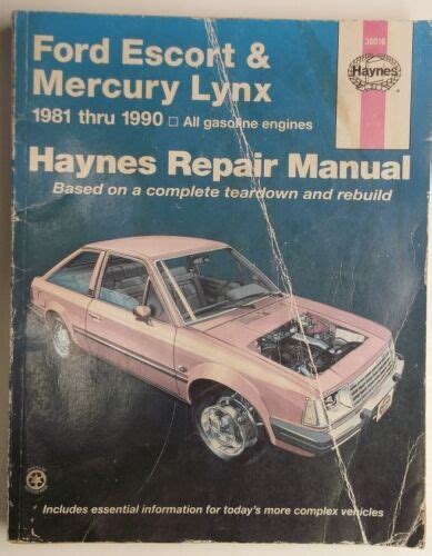 Ford escort mercury lynx 1981 through 1990 all gasoline engines haynes automotive repair manual. - 96 mitsubishi galant engine repair manual.