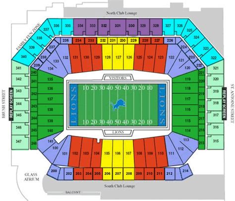 Seating. Sections. 123. SeatScore®. 100 Level. Full Ford Field Seating Guide. Rows in Section 123 are labeled 1-41, ADA. An entrance to this section is located at Row ADA. When looking towards the field/stage, lower number seats are on the left.. 