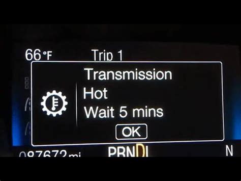 2012 Ford Focus Automatic - transmission hot warning after practicing parallel parking for a long time . We were practicing parallel parking for maybe 2 hours and the transmission hot warning came on. It went away after turning the car off and waiting 5 minutes or so. It doesn't come on when driving regularly..