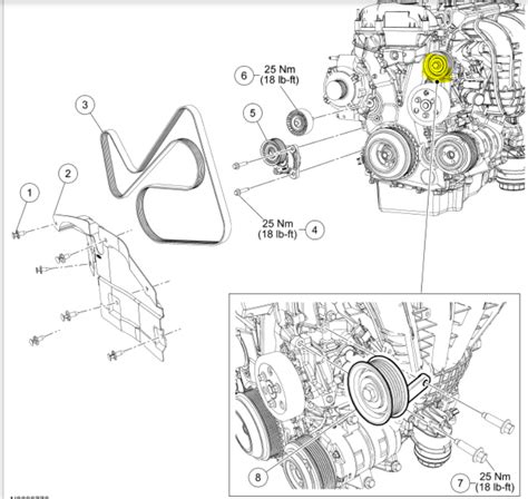 Remove the accessory drive belt. Remove the 3 bolts and the coolant pump pulley. To install, tighten to 15 ft. lbs. (20 Nm). Remove the 3 bolts and the coolant pump. Remove and discard the O-ring seal. To install, tighten to 89 inch lbs. (10 Nm). Fig. Exploded view of the water pump-2.3L engine.. 