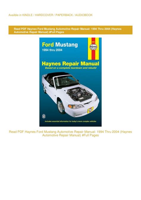 Ford mustang 1994 thru 2004 haynes automotive repair manual. - Nissan pulsar n16 repair manual 2005.