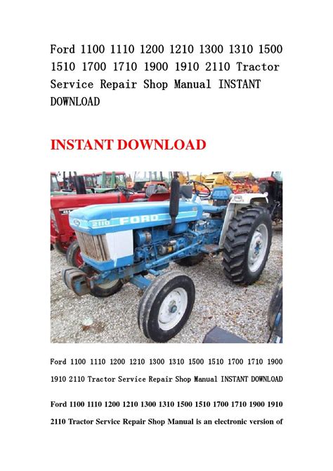 Ford tractor 1100 1110 1200 1210 1300 1310 1500 1510 1700 1710 1900 1910 2110 service repair workshop manual download. - Guida de' forestieri, curiose di vedere.