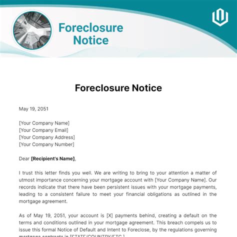 Foreclosure Notice Samples chefs2go