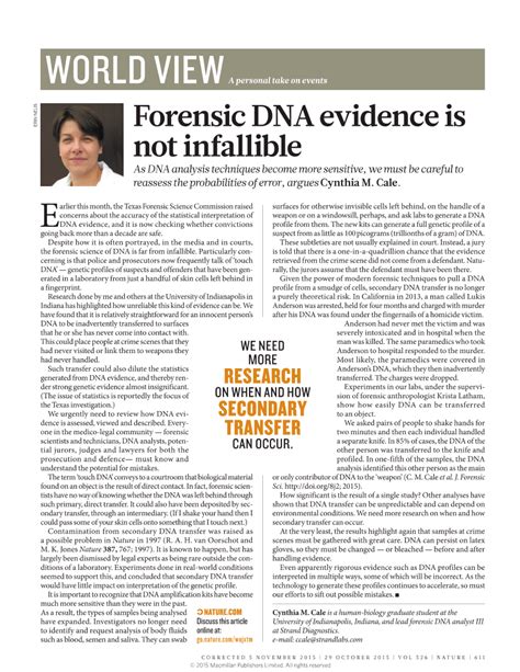 Forensic DNA evidence is not infallible Nature