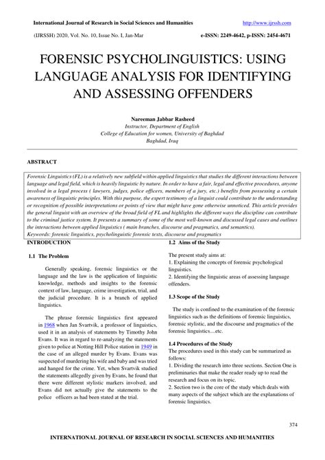 Forensic Psycholinguistics Using Language Analysis for …