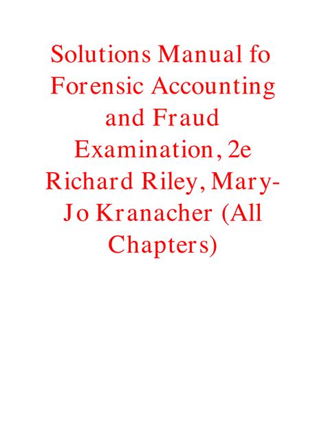 Forensic accounting and fraud examination solution manual. - Ueber die bildung und die eigenschaften der determinanten..