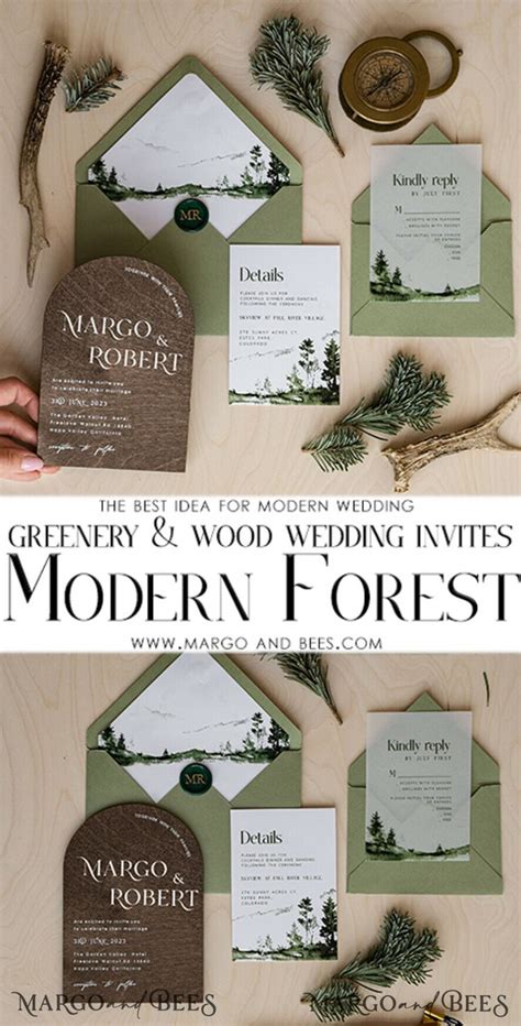 Forest Wood Wedding Invitation Suite, Modern Rustic Wedding …