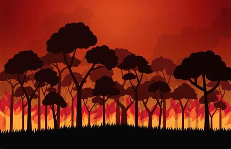 Forest fires burning tree in fire flames Vector illustration 538195