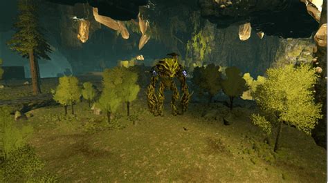 Activating the Forest Titan. Within the final cavern of this cave is a tek area with a terminal, ... The tribute needed to summon the Forest Titan includes: 100 corrupt hearts, 10 sauropod vertebrae and 10 Rex arms; A Yutyrannus is recommended to explore the cave, as its roar can force Purlovias out of their burrow. .... 