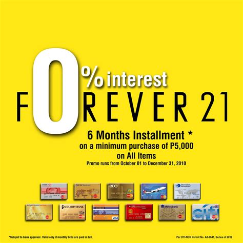 20% off your first purchase when you open & use your Forever 21 Card on the same day as account opening 1</>. $5 reward certificate for every 300 points earned with purchase using your Forever 21 Credit Card. 2. 15% off your next purchase when you receive your new Forever 21 Card 3. $10 birthday discount on a $25 minimum purchase 4. .