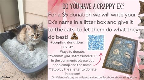 Forever Paws fundraiser lets you put your exs name on a litter box for  Valentines Day