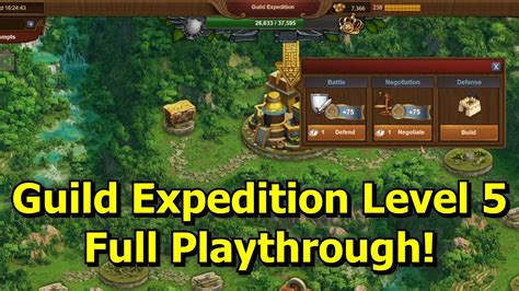 Feedback for Guild Expedition.. Level 5. ... Reduce the Avatar offerings completely to only 1 , or at most 2 in the 16, GE 5 level. If perchance the avatars conferred some other active game value (like a boost, etc - which if worn while you play GE 5, you get (for example) 10% more City defender attack...., then that's another story. .... 