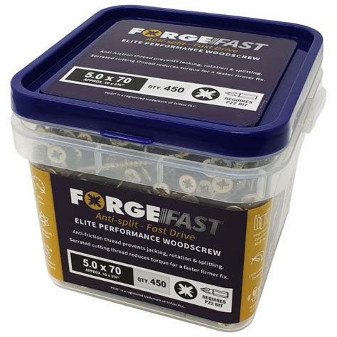 ForgeFast Pozi Comp ZY 5.0x50 Tub 600 Elite Woodscrew